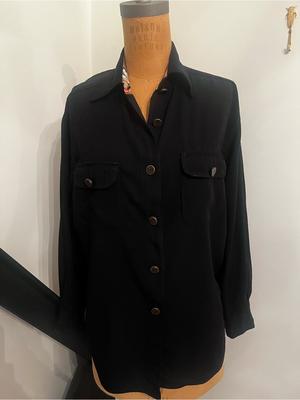 Meschino Classic Black Button-Front Women's Shirt